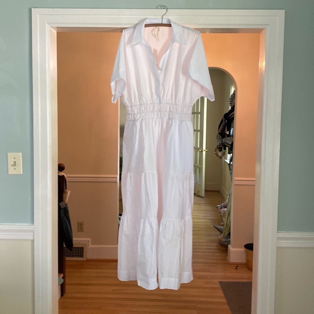 Anthropologie Sumerset Maxi Shirt Dress Edition in white, size large